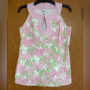 EUC Lilly Pulitzer stretch sleeveless pink green tunic top in Gossip 8